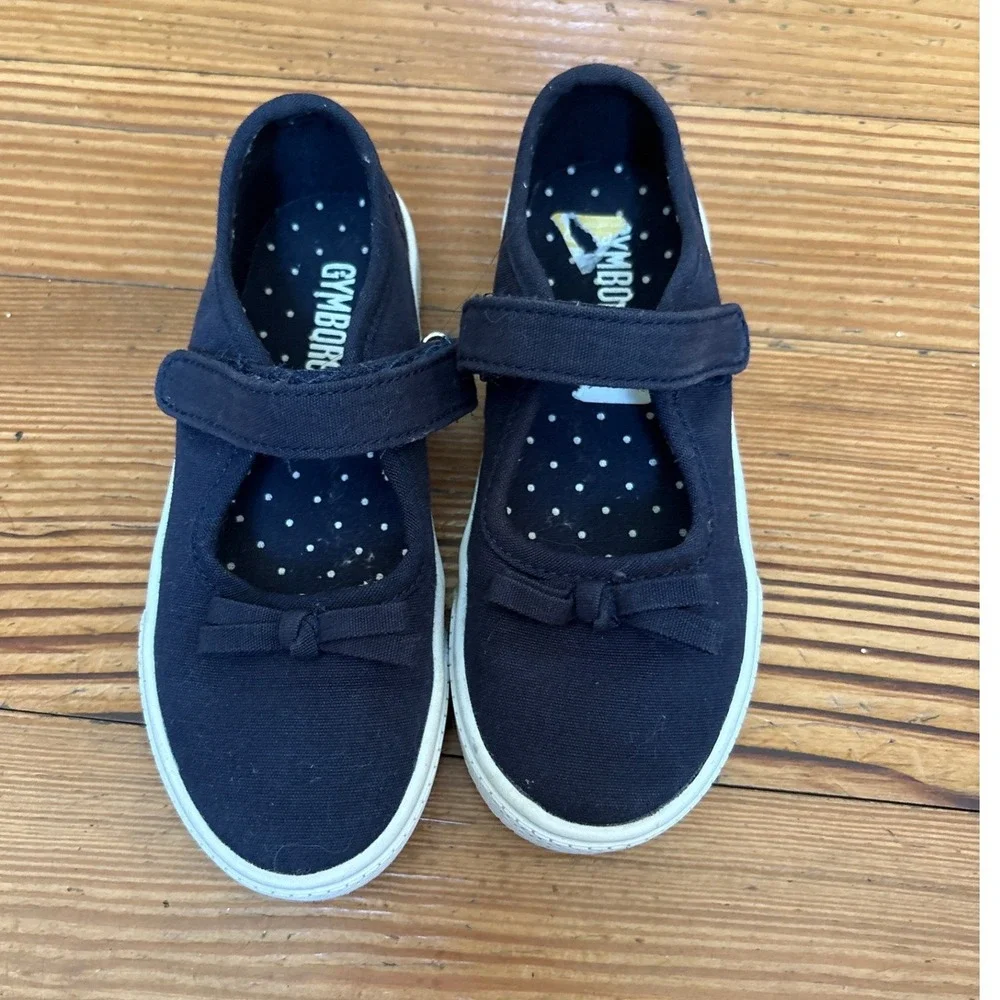 Gymboree Mary Jane Sneakers Kids Navy‎ Blue Canvas Bow Strap SIZE 12